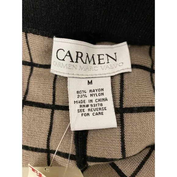 Vintage Y2K Carmen Marc Valvo Womens M Grid Pattern Skirt 80% Rayon 20% Nylon - Picture 6 of 9